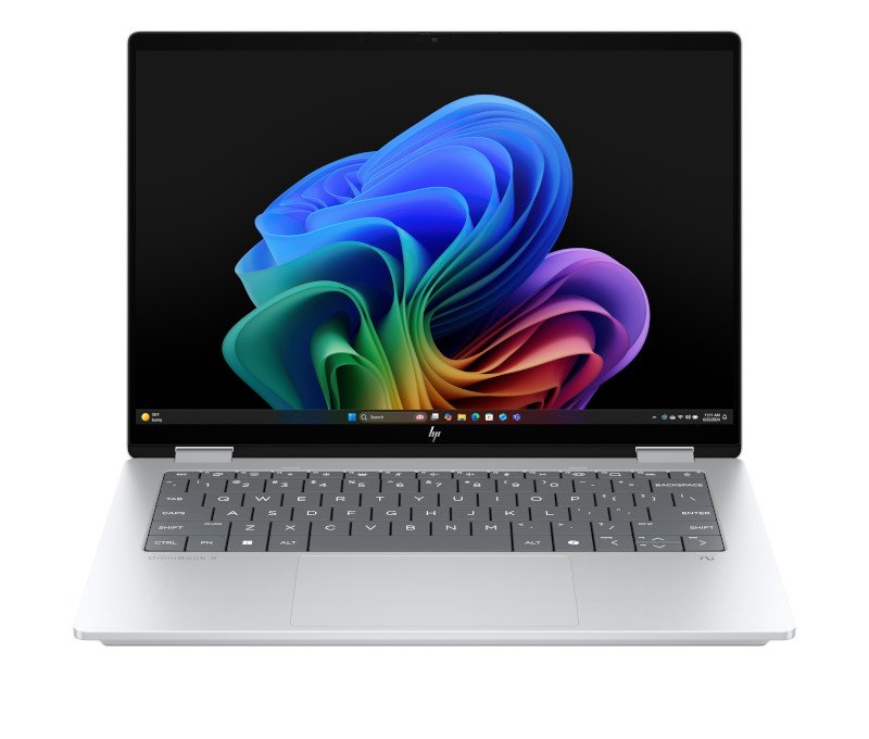 25c1 Omnibook X Flip 14 Glacier Silver T Ir Cam Nonsd Nonfpr Copilot Taskbar Core Set Front 4239592