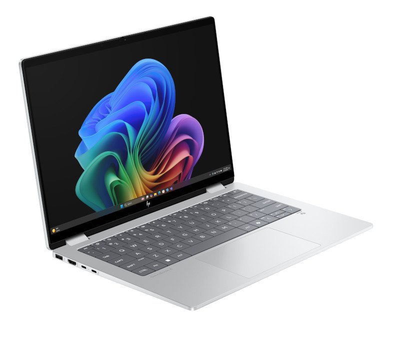 25c1 Omnibook X Flip 14 Glacier Silver T Ir Cam Nonsd Nonfpr Copilot Taskbar Core Set Frontright 4239536