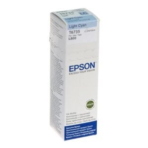 Epson 673 Lc T6735 Cyan Clair Bouteille Dencre Epson Dorigine C13t67354a