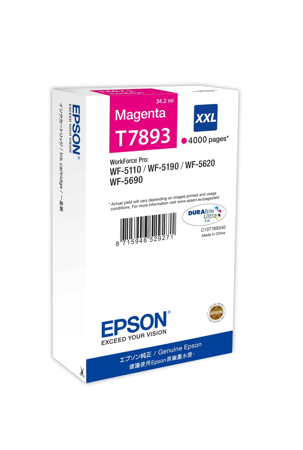 Epson T7893 MAGENTA XXL – Cartouche d’encre d’origine 1 Epson T7893 Magenta Xxl Cartouche Dencre Dorigine