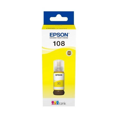 EPSON108 JAUNE – Bouteille d’encre EcoTank d’origine (C13T09C44A) 1 Epson108 Jaune Bouteille Dencre Ecotank Dorigine C13t09c44a