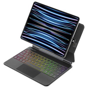 Etui Clavier Sans Fil Pour Ipad Folio Touch Avec Retroeclairage Et Connecteur Intelligent
