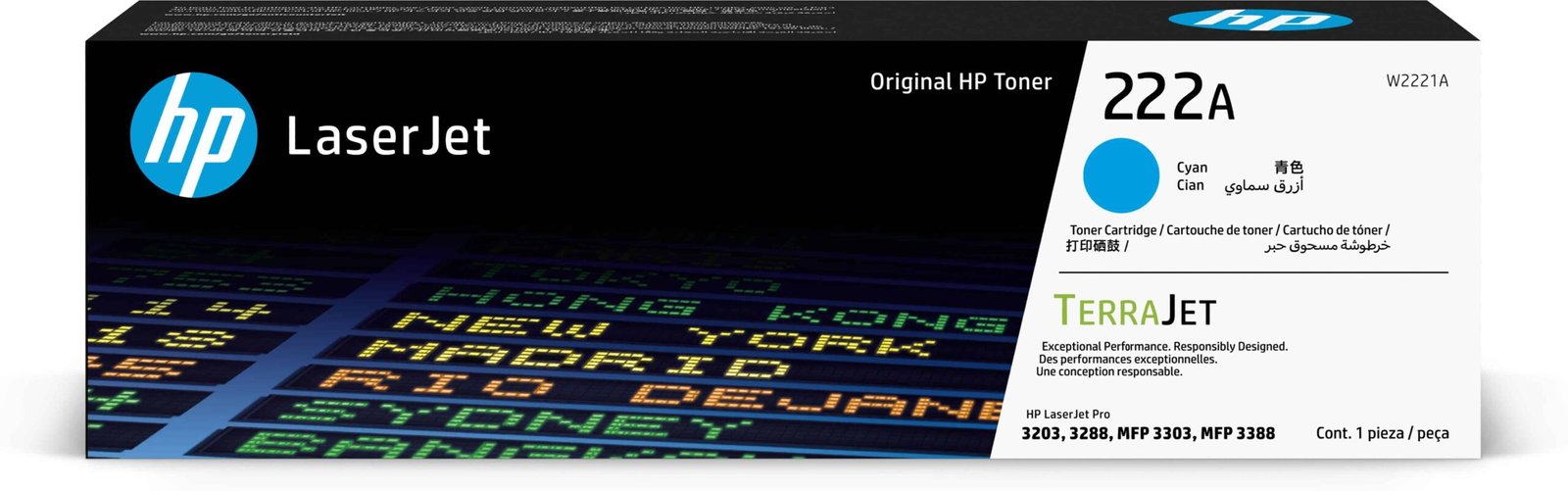 Toner HP LaserJet 222A – Cyan (W2221A) 1 Toner HP LaserJet 222A – Cyan (W2221A)