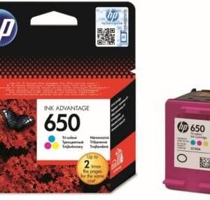 HP 650 trois couleurs – Cartouche d’encre HP d’origine (CZ102AE)